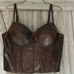 Brown alligator print top